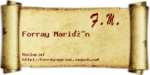 Forray Marián névjegykártya